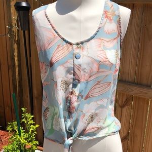 Urvana floral 💐 print sleeveless blouse